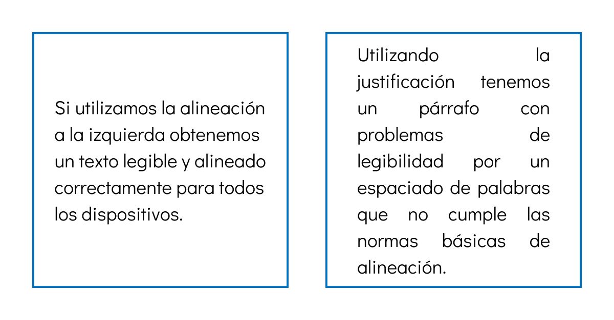 no justificar los textos en una web